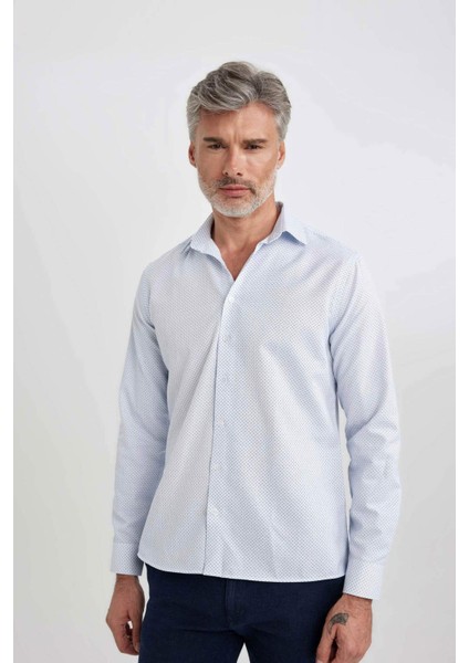 Modern Fit İtalyan Yaka Uzun Kollu Gömlek Y4380AZ22AU fırsatları