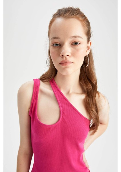 Coool Bodycon Tek Omuzlu Kaşkorse Basic Düz Mini Elbise Y7766AZ22HS modelleri