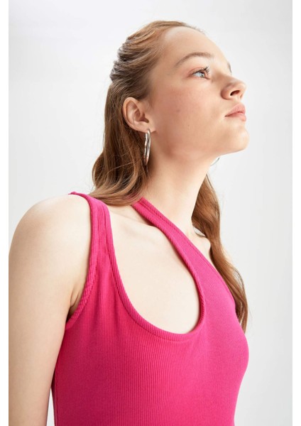 Coool Bodycon Tek Omuzlu Kaşkorse Basic Düz Mini Elbise Y7766AZ22HS fırsatları