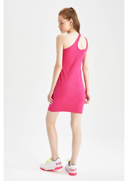 Coool Bodycon Tek Omuzlu Kaşkorse Basic Düz Mini Elbise Y7766AZ22HS indirimleri