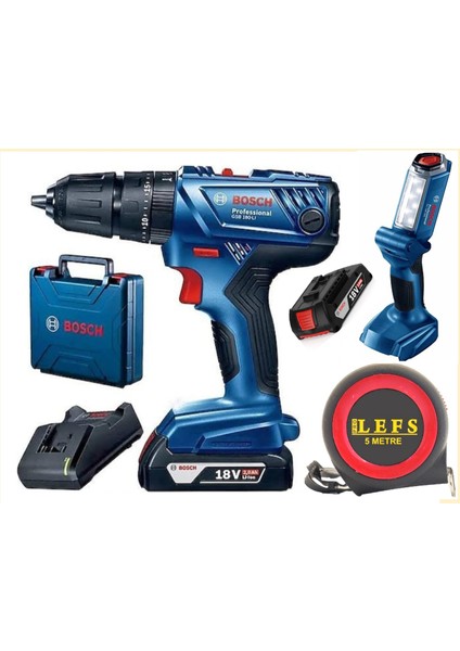 Gsb 180 Li Çift Bataryalı Darbeli Matkap Vidalama ve Bosch Glı 18 V-300 Şarjlı El Feneri