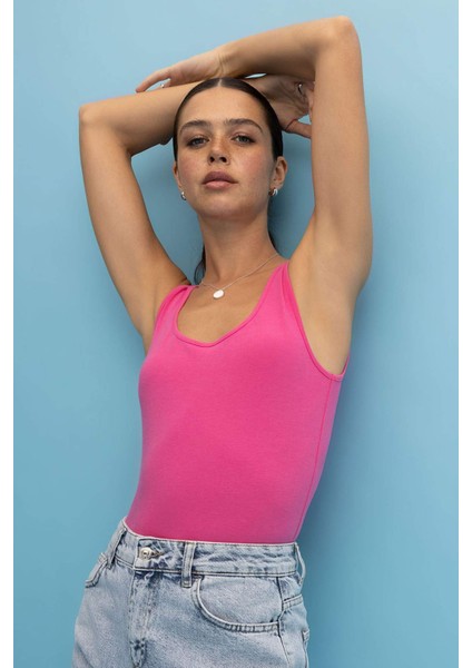 Slim Fit Dar Kesim U Yaka Basic Düz Atlet I1059AZ23SM