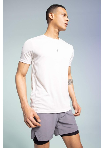 Fit Slim Fit Bisiklet Yaka Baskılı Kısa Kollu Sporcu Tişört X6142AZ23SP
