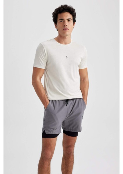 Fit Slim Fit Bisiklet Yaka Baskılı Kısa Kollu Sporcu Tişört X6142AZ23SP indirimleri