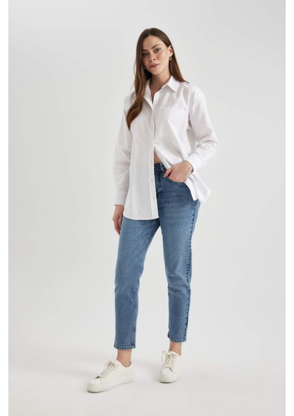 Oversize Fit Oxford Uzun Kollu %100 Pamuk Gömlek Z4893AZ23AU fırsatları