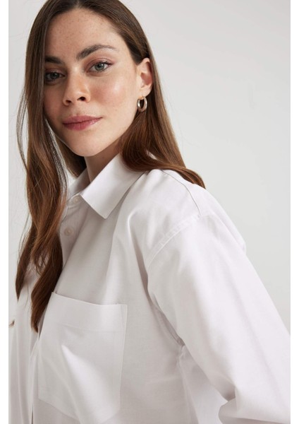 Oversize Fit Oxford Uzun Kollu %100 Pamuk Gömlek Z4893AZ23AU indirimleri