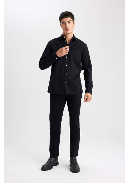 Regular Fit Gabardin Uzun Kollu Gömlek A5383AX23AU
