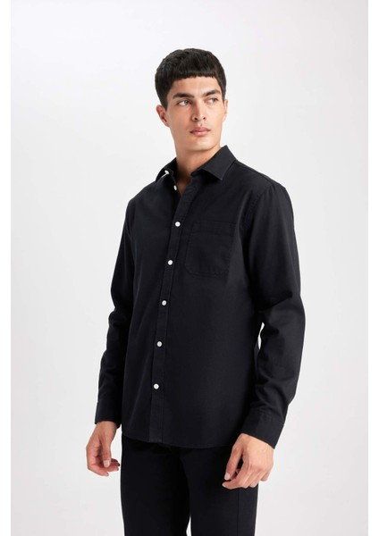 Regular Fit Gabardin Uzun Kollu Gömlek A5383AX23AU