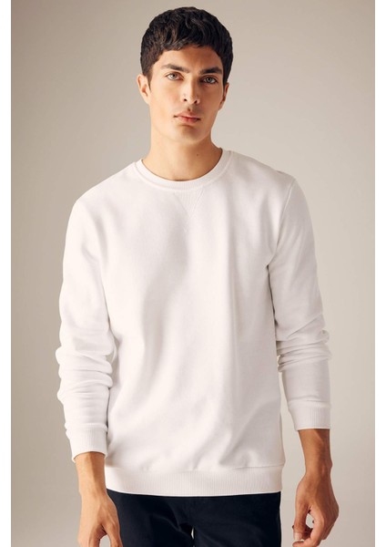 Regular Fit Bisiklet Yaka Kalın Basic Düz Sweatshirt T3777AZ23AU