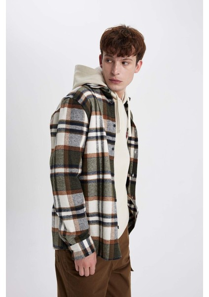Regular Fit Kareli Oduncu Flanel Uzun Kollu Gömlek S9275AZ23AU