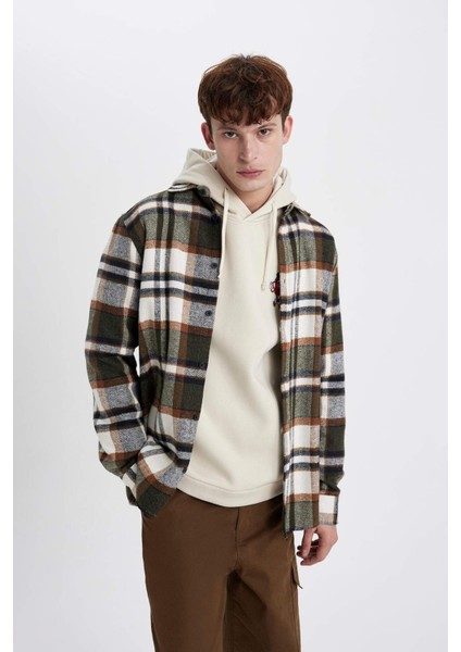 Regular Fit Kareli Oduncu Flanel Uzun Kollu Gömlek S9275AZ23AU
