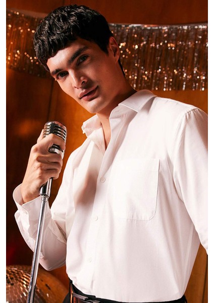 Regular Fit Poplin Uzun Kollu Gömlek A8030AX23AU