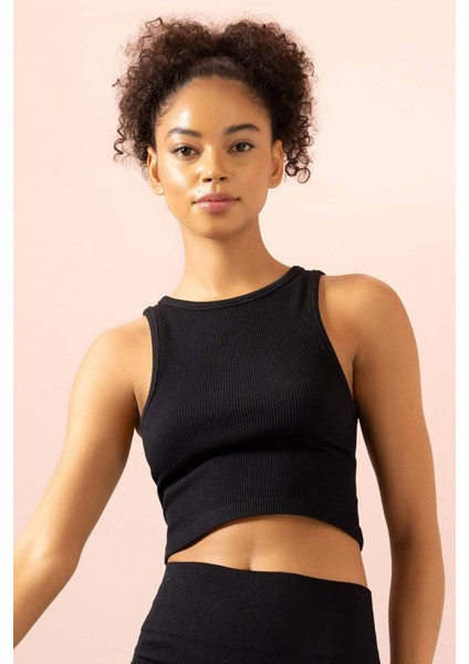 Fit Dikişsiz Bisiklet Yaka Seamless Basic Düz Atlet Y8435AZ23HS