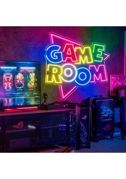 Game Room Oyuncu Odası Arka Planı Neon LED Işıklı Tablo