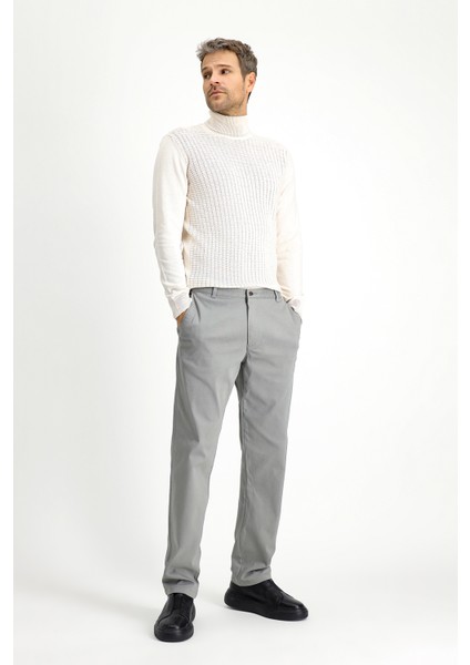 Regular Fit Desenli Likralı Kanvas / Chino Pantolon
