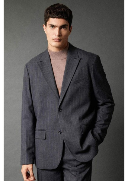 Çizgili Düğmeli Astarlı Blazer Ceket B0151AX23WN