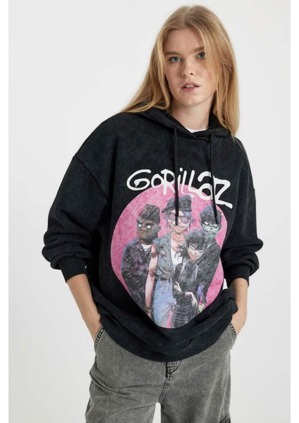 Coool One Piece Oversize Geniş Kalıp Kapüşonlu Soluk Yıkama Efektli Kalın Sweatshirt B2551AX23WN