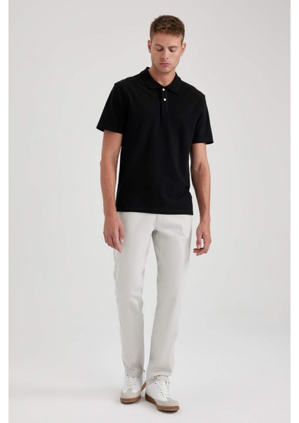 Erkek Siyah Regular Fit Düz Kesim Polo Yaka Basic Düz %100 Pamuk Polo Tişört B0643AXNS fiyatları