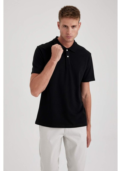Erkek Siyah Regular Fit Düz Kesim Polo Yaka Basic Düz %100 Pamuk Polo Tişört B0643AXNS modelleri
