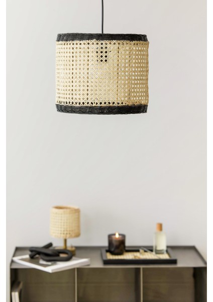 Modern Iskandinav Hazeran & Rattan Avize Siyah