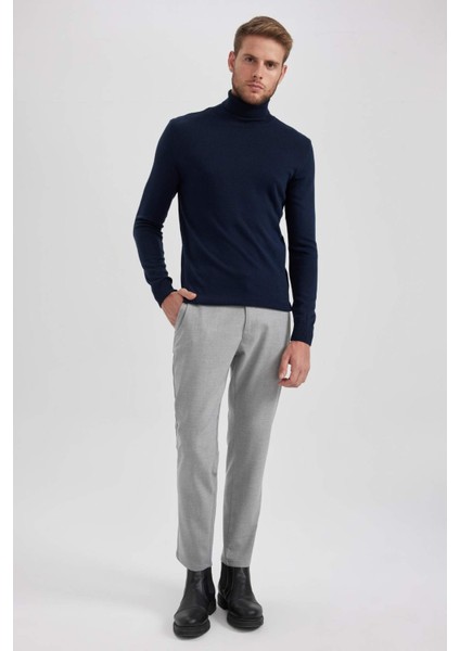 Twill Chino Pantolon Slim Fit Dar Kesim Dar Paça Basic Düz Cepli B2091AX23AU fiyatları