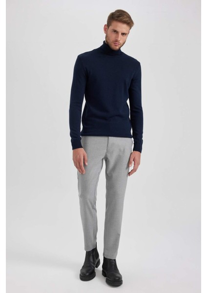 Twill Chino Pantolon Slim Fit Dar Kesim Dar Paça Basic Düz Cepli B2091AX23AU modelleri