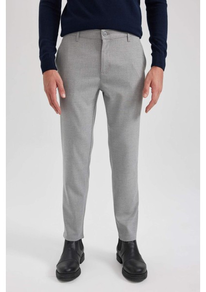 Twill Chino Pantolon Slim Fit Dar Kesim Dar Paça Basic Düz Cepli B2091AX23AU fırsatları