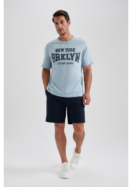 Regular Fit Bisiklet Yaka Baskılı Kısa Kollu Tişört B0656AXNS fiyatları