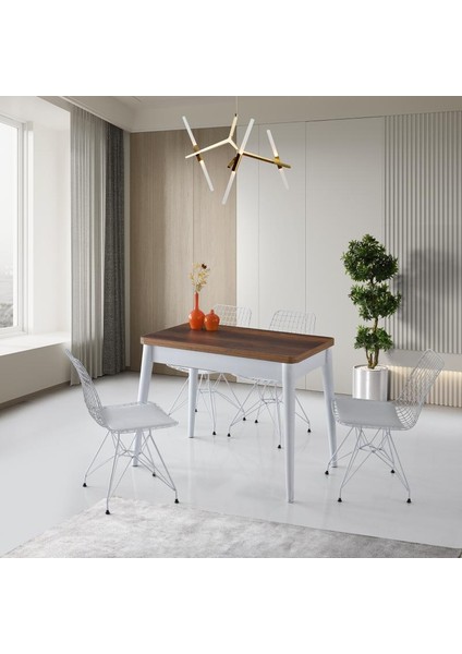 Dolunay Açılır Masa + Tel Sandalye TAKIMI,BAROK,100 x 60