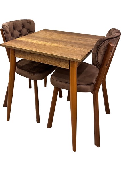 Mendel Masa ve Rivone Sandalye Takımı, Barok Ceviz, 70 x 70