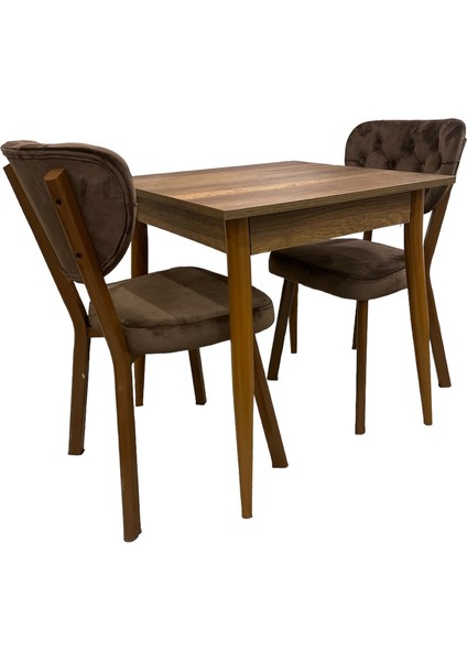 Mendel Masa ve Rivone Sandalye Takımı, Barok Ceviz, 70 x 70