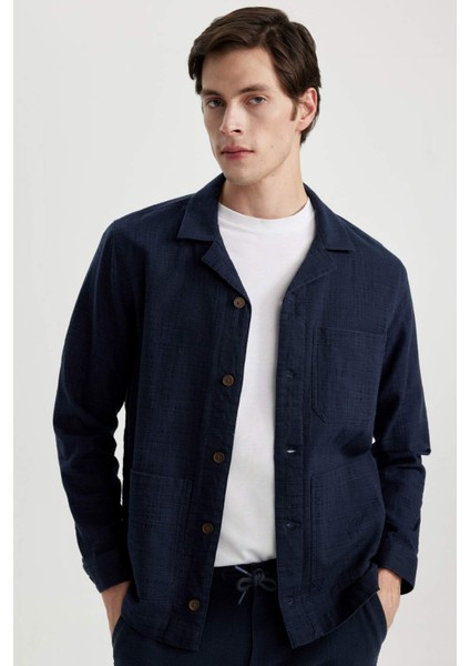 Regular Fit Apaş Yaka Pamuklu Gömlek Ceket B4608AX24SP