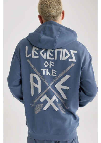 Vikings Valhalla Boxy Fit Kapüşonlu Sırt Baskılı Sweatshirt B5534AX24SP