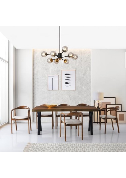 Cakarta Masa + Palmira Sandalye TAKIMI,CEVİZ,180 x 80