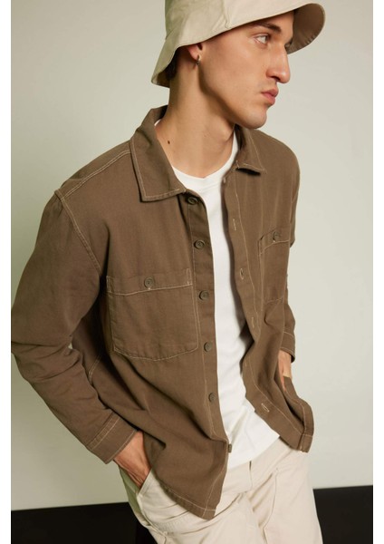 Relax Fit Pamuklu Uzun Kollu Gömlek Ceket B6113AX23AU