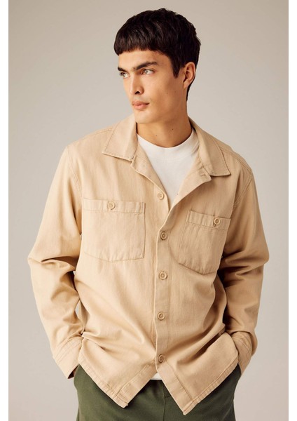 Relax Fit Pamuklu Uzun Kollu Gömlek Ceket B6113AX23AU