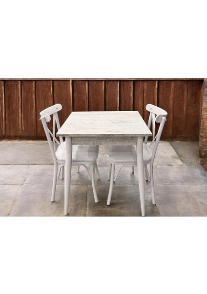 Mendel Masa ve Bahar Çapraz Sandalye Takımı, Kristal, 70 x 70