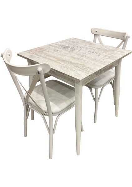 Mendel Masa ve Bahar Çapraz Sandalye Takımı, Kristal, 70 x 70 indirimleri