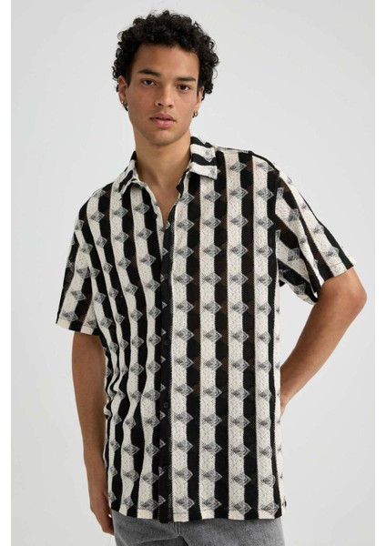 Regular Fit Desenli Kısa Kollu Gömlek B6352AX23HS