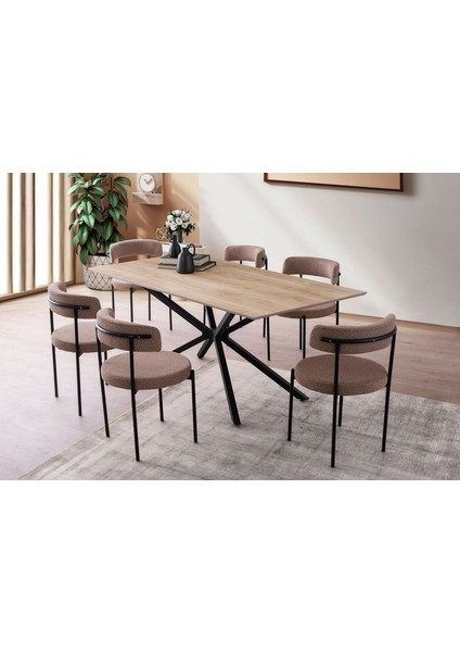 Arven Masa, Rolls Metal Sandalye, Safir Meşe, 180 x 90 fiyatları