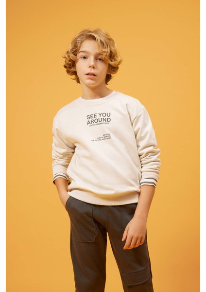 Erkek Çocuk Bisiklet Yaka Baskılı Sweatshirt B5490A823WN modelleri
