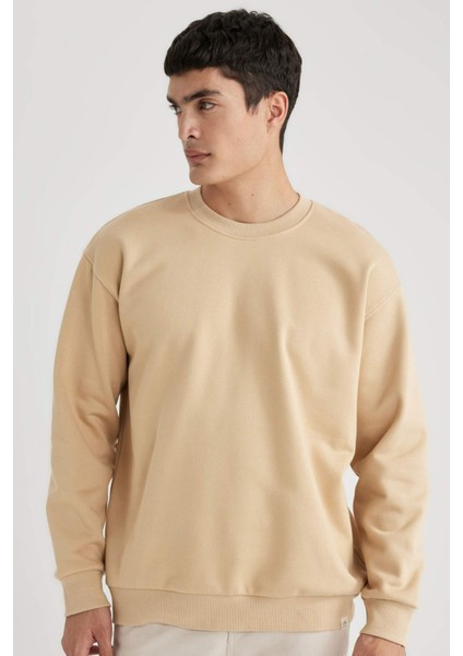 Oversize Geniş Kalıp Bisiklet Yaka Basic Düz Sweatshirt T5139AZ24SP