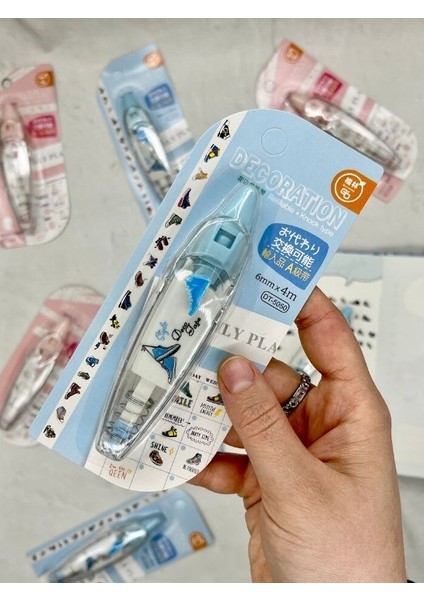 Mavi Ayakkabı Desenli Süsleme Bandı Tipex/tipeks/bullet Journal
