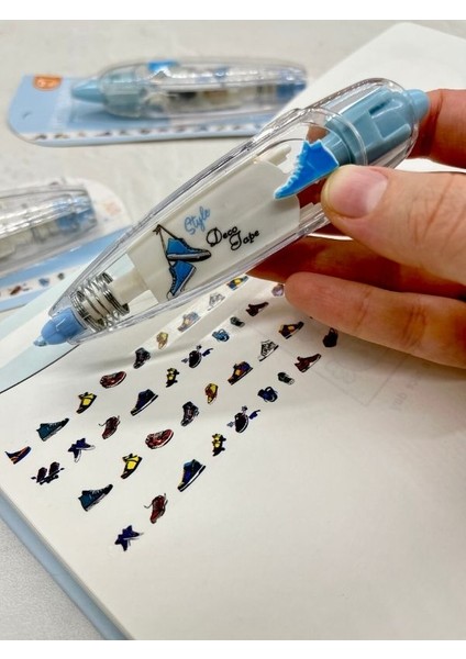 Mavi Ayakkabı Desenli Süsleme Bandı Tipex/tipeks/bullet Journal