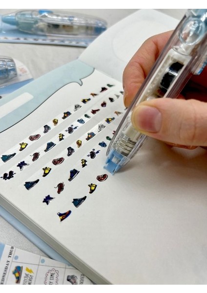 Mavi Ayakkabı Desenli Süsleme Bandı Tipex/tipeks/bullet Journal