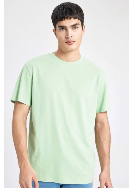 New Regular Fit Bisiklet Yaka Basic Düz %100 Pamuk Kısa Kollu Tişört V7699AZ24SP