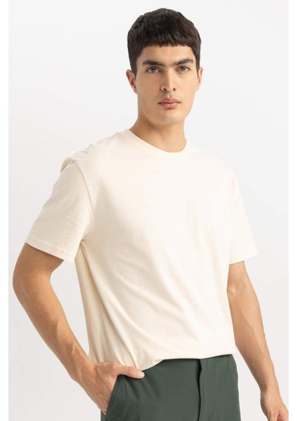New Regular Fit Bisiklet Yaka Basic Düz %100 Pamuk Kısa Kollu Tişört V7699AZ24SP