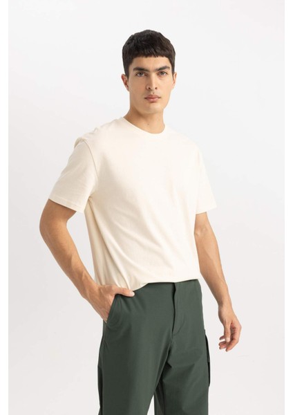 New Regular Fit Bisiklet Yaka Basic Düz %100 Pamuk Kısa Kollu Tişört V7699AZ24SP