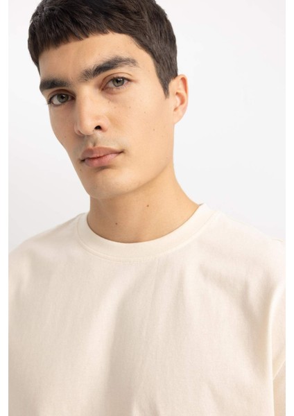 New Regular Fit Bisiklet Yaka Basic Düz %100 Pamuk Kısa Kollu Tişört V7699AZ24SP