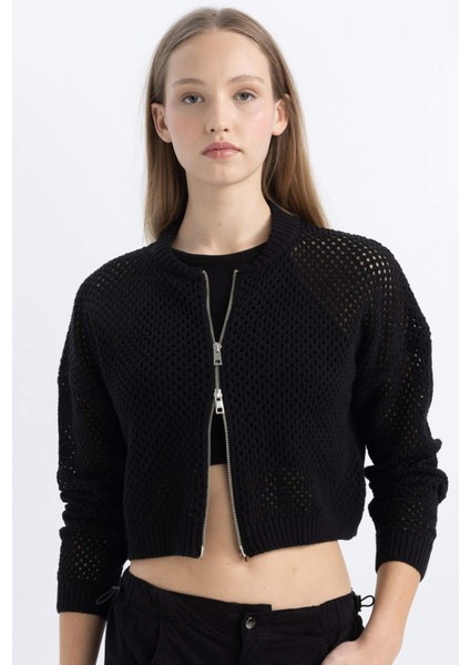 Coool Fitted Crop Fermuarlı Triko Hırka B6718AX24SP
